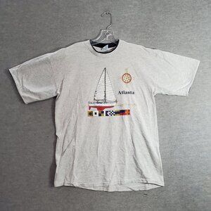 VINTAGE Atlanta Men Shirt XL‎ Single Stitch Sail Boat Compass Graphic 90s USA